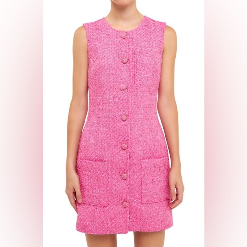 Endless Rose Pink Tweed Dress NWT Berry Colored Sold Out Online